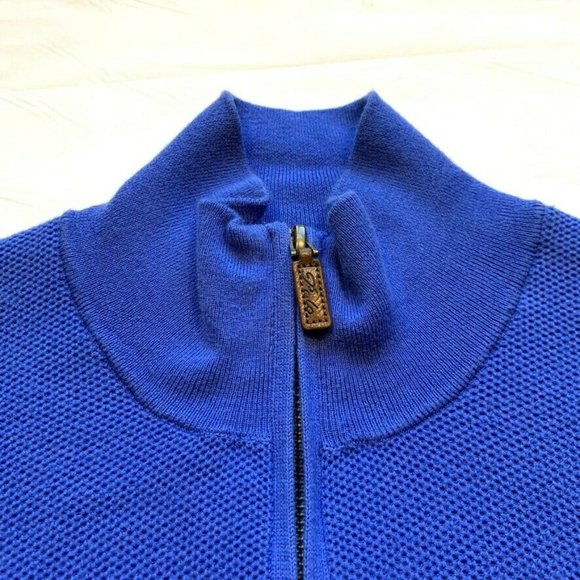 Polo Ralph Lauren Pima Cotton Sweater Pullover Waffle Knit 1/4 Zip Blue XL EUC - Picture 5 of 12